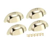 Sourcingmap Cup Pulls, Carbon Steel Shell Pull Handles Golden for Dresser Kitchen Cabinet Drawer, 3.94" Length 1.69" Width,4 Pack