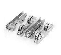 Sourcingmap Double Wheels Metal Sliding Door Roller Pulley Silver Tone 4pcs for 6mm Glass