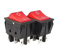 Sourcingmap DPST 2Pcs AC 20A/125V 22A/250V DPDT 6Pins 2 Position On/Off Red Bulb Light Illuminated Boat Rocker Switch