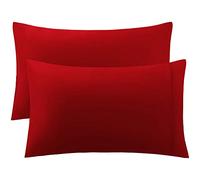 sourcingmap Pillow Cases Covers Home Room Pillowcases with Envelope Closure Housewife Egyptian Cotton 250 Thread Count Set of 2 Red King(51x91cm)