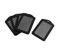 Sourcingmap Faux Leather Vertical Design Name Badge Id Card Holder - Black (Pack of 5)