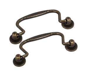 Sourcingmap Furniture Cupboard Door 80mm Hole Distance Retro Style Metal Pull Handles Bronze Tone 2pcs