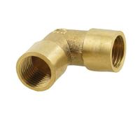 sourcingmap G 1/4" Female Threaded 90 Degree Elbow Fitting Union Adapter Gold Tone