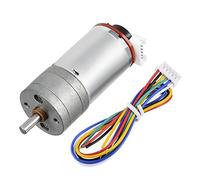 Sourcingmap Gear Motor with Encoder DC 12V 201RPM Gear Rate 21.3:1 D Shaft Metal Encoder Gear Motor Silver 25Dx49L mm for Robot RC Model DIY Engine