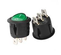 Sourcingmap Green Lamp Illuminated 3 Terminal SPST 2 Position I/O On/Off Button Toggle Round Rocker Switch AC 250V/10A 125V/12A