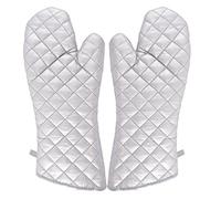Sourcingmap Household Kitchen Bakery Heat Resistance Microwave Baking Oven Gloves Pair Silver Tone