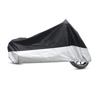 sourcingmap L 190T Rain Motorcycle Cover Black+Silver Outdoor UV Waterproof 86"