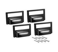 Sourcingmap Label Holder Pull Handles, Vintage Label Frame Drawer Knobs for Cabinet Cupboard, Black 81x52mm Pack of 4 W Screws