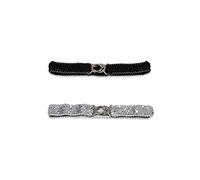 Sourcingmap Lady Sequins Decor Metal Interlooking Buckles Elastic Waist Belt Silver & Black Fit Waist Girth:19.68"/50cm to 29.52"/75cm