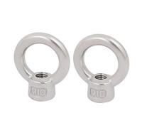sourcingmap Lifting Eye Nut M10 Female Thread 47.6mm Height 304 Stainless Steel Round Shape for Rope Fitting Pack of 2