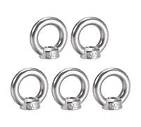 Sourcingmap Lifting Eye Nut M5 Female Thread 304 Stainless Steel Round Shape for Rope Fitting Pack of 5