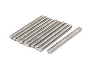 Sourcingmap M10 x 100mm 304 Stainless Steel Fully Threaded Rods Bar Studs Silver Tone 10 Pcs