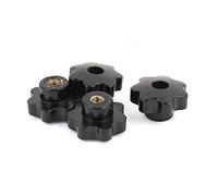 Sourcingmap M10 x 48mm Plastic Star Head Screw Through Hole Clamping Knob Grip Black 4pcs