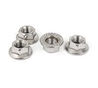 Sourcingmap M10x1mm 304 Stainless Steel Serrated Hex Flange Lock Nuts 4pcs