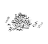 Sourcingmap M2.5x12mm Hex Socket Head Knurled Cap Screws Bolts Nuts Set 20Pcs