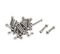 Sourcingmap M2.5x16mm Hex Socket Head Knurled Cap Screws Bolts Nuts Set 20Pcs