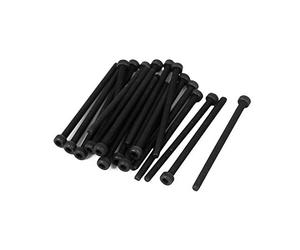 Sourcingmap M2.5x40mm Fully Thread Hex Socket Head Knurled Cap Screw Bolt Black 20pcs