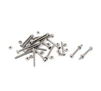 Sourcingmap M2 x 20mm 22mm Long Hex Socket Knurled Cap Screws Bolts Nuts Set 20Pcs