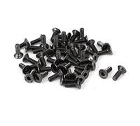 Sourcingmap M2x6mm Black Nickle Plated Grade 10.9 Flat Head Hex Socket Cap Screw Bolt 50pcs