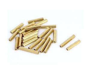 Sourcingmap M3 x 25mm Female Threaded Brass Hex Standoff Pillar Spacer Nut 25pcs