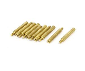 Sourcingmap M3 x 30mm+6mm Male to Female Thread Brass Hex Hexagonal Standoff Spacers 10PCS
