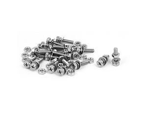 Sourcingmap M4 x 16mm 304 Stainless Steel Phillips Hex Head Bolts Nuts w Washers 20 Sets