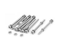 Sourcingmap M4 x 55mm 304 Stainless Steel Phillips Pan Head Screws Nuts w Washers 10 Sets