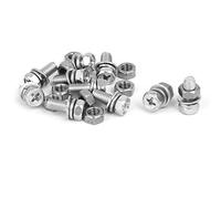 Sourcingmap M5 x 12mm 304 Stainless Steel Phillips Hex Head Bolts Nuts w Washers 10 Sets