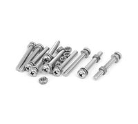 Sourcingmap M5 x 40mm 304 Stainless Steel Phillips Pan Head Screws Nuts w Washers 10 Sets