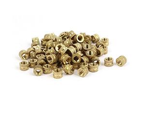 Sourcingmap M5 x 5mm Female Thread Brass Knurled Threaded Round Insert Embedded Nuts 100PCS