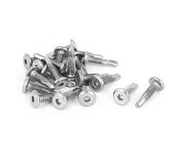 Sourcingmap M6.3 x 25mm Male Thread Hex Socket Cap Flat Head Self Drilling Tek Screws 20 Pcs