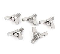 sourcingmap M6 x 10mm 1mm Pitch 304 Stainless Steel Wing Bolt Butterfly Screw Silver Tone 5pcs