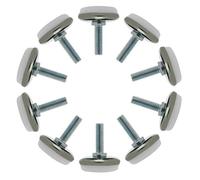 Sourcingmap M6 x 20 x 30 Screw on Furniture Threaded Stem Glide Leveling Feet Protector Floor Adjustable Leveler for Table Chair Desk Leg 10 Pack