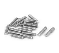 Sourcingmap M6 x 25mm Fully Threaded 304 Stainless Steel Rod Bar Studs Silver Tone 20 Pcs