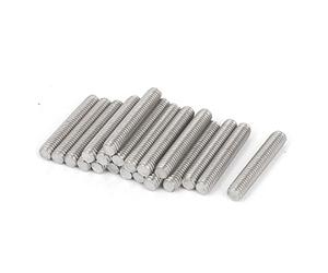 Sourcingmap M6 x 35mm Male Threaded 304 Stainless Steel Rod Bar Studs Hardware 20 Pcs