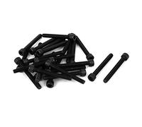 Sourcingmap M6 x 50mm Carbon Steel Full Thread Hex Socket Cap Head Screws Bolts Black 25 Pcs