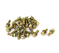 Sourcingmap M6x20mm 8.8 Grade Yellow Zinc Plated Hex Head Bolt 25pcs w Washer
