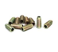 Sourcingmap M6x25mm Hex Socket Threaded Insert Nuts Bronze Tone 10pcs for Wood Furniture