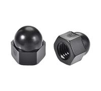 Sourcingmap M8 Diameter Female Thread Nylon Hex Domed Cap Nuts Black 10pcs