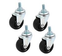 sourcingmap M8x15mm Thread 1.5mm Dia Rubber Wheel Caster Roller 4pcs