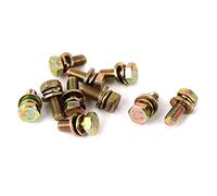 Sourcingmap M8x20mm 8.8 Grade Yellow Zinc Plated Hex Head Bolt 10pcs w Washer