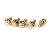Sourcingmap M8x20mm 8.8 Grade Yellow Zinc Plated Hex Head Bolt 5pcs w Washer
