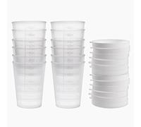 sourcingmap Measuring Cup 50ml Plastic Graduated Beaker Transparent with Lid for Lab Kitchen liquids 12pcs