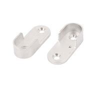 Sourcingmap Oval Wardrobe Hanging Rail Rod End Bracket Support Silver Tone 2pcs