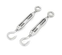 Sourcingmap Pair Adjustable Silver Tone Cable Wire Rope Hook Eye Turn Buckle 3.8"-5.1"