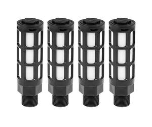 sourcingmap Plastic Pneumatic Muffler Exhaust Air Line Silencer 3/8 PT Black, 4pcs