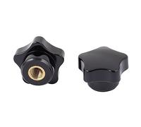 sourcingmap Plastic Star Head Clamping Nuts Knob Handle M8 Threaded 2pcs Black
