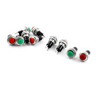 Sourcingmap Red Green Button 2 Pin 10mm Male Thread Panel Mounting SPST Momentary Metal Pushbutton Switch AC125V 3A AC250V 6A 10pcs