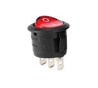Sourcingmap Red Lamp Backlit On/Off 3 Terminal SPST 2 Position I/O Mini Round Button Toggle Light Rocker Switch AC 250V/10A 125V/12A