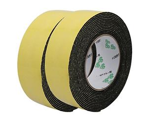 Sourcingmap Sealing Foam Tape 45mm Wide 2mm Thick 5m/16.4ft Long, Self Adhesive Weather Strip for Window Door Insulation, Yellow Black, Pack of 2